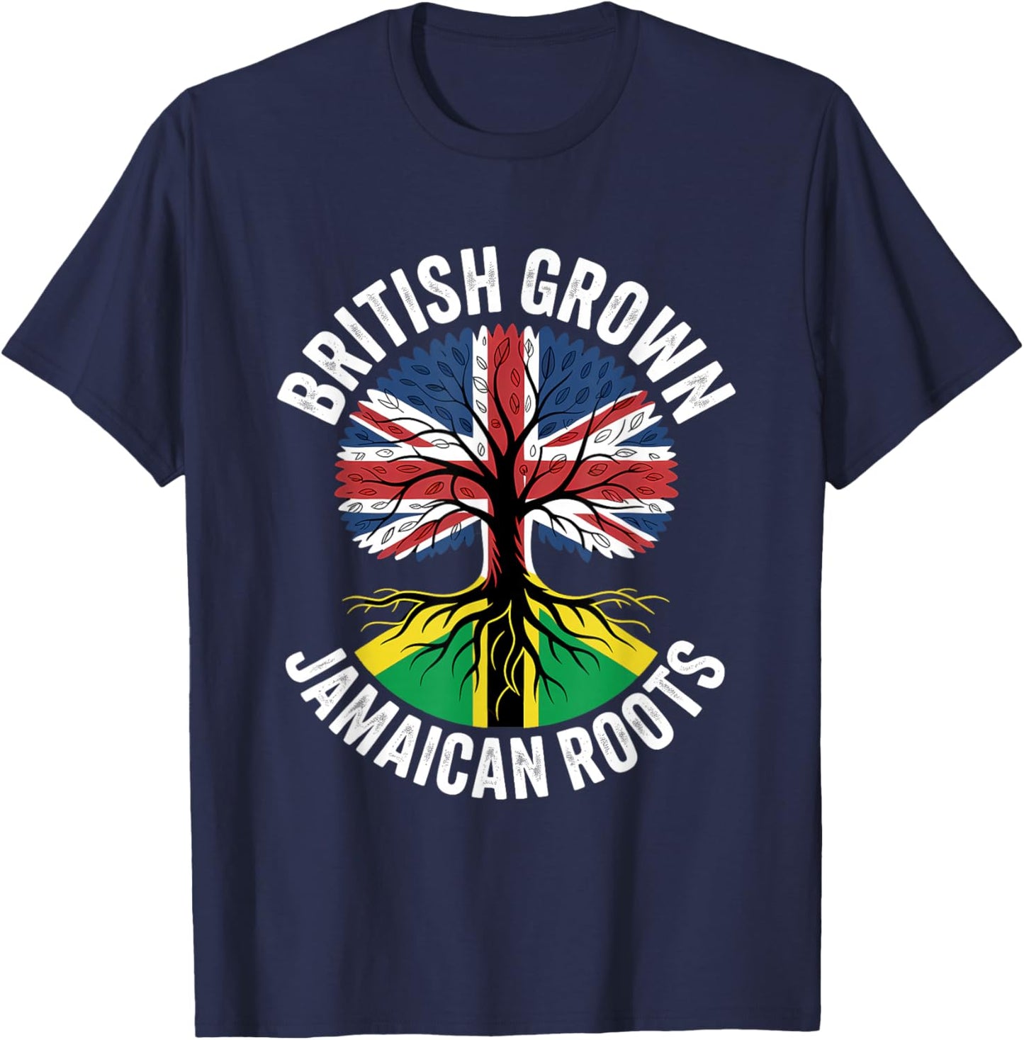British Grown Jamaican Roots UK Jamaica T-Shirt - T-Shirt | Navy
