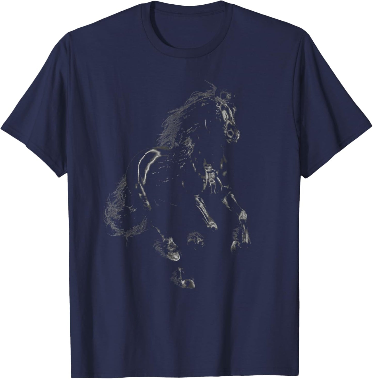 Elegant Black Horse Art Men & Horse Lovers T-Shirt - T-Shirt | Navy