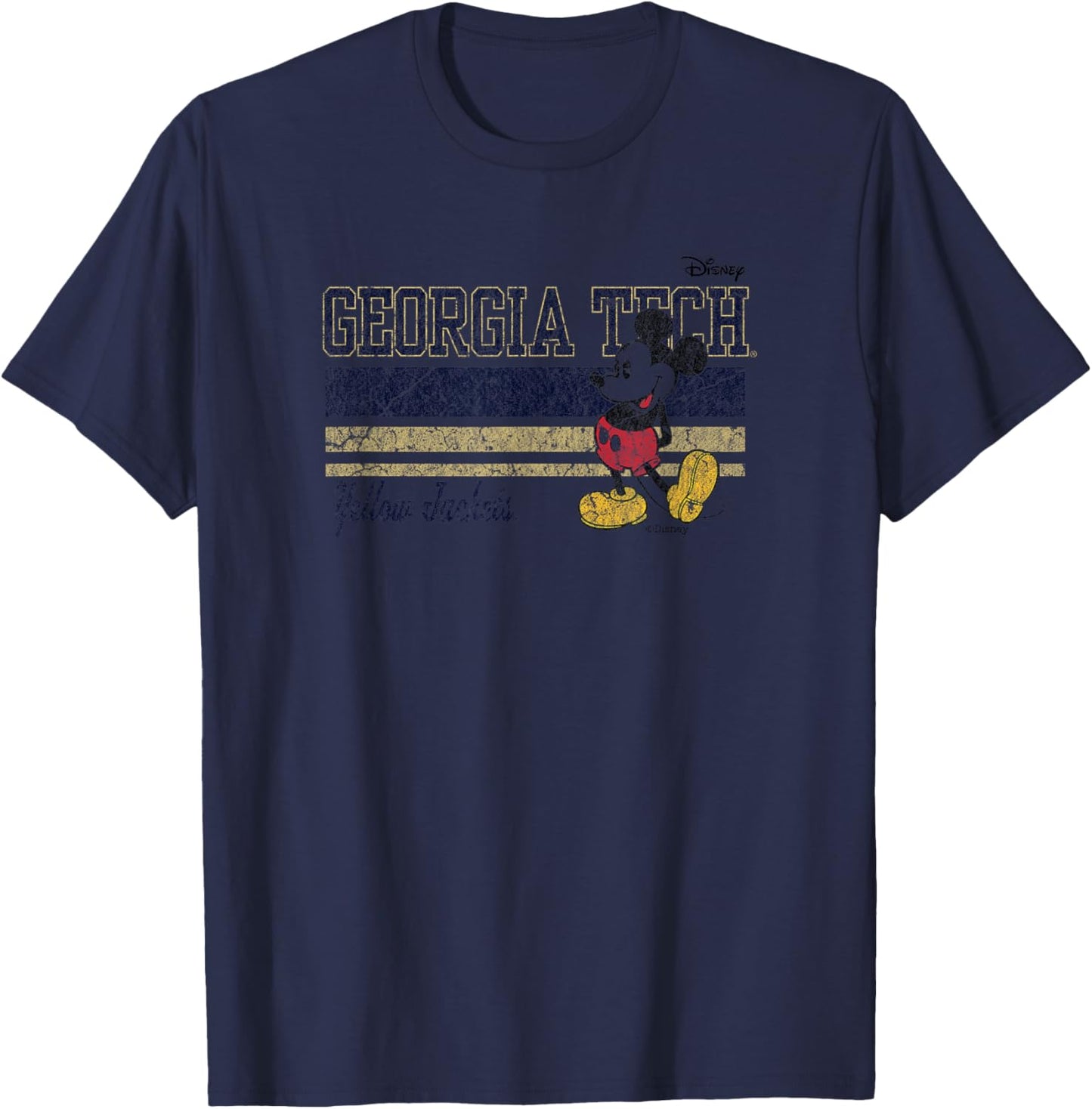 Georgia Tech Yellow Jackets Mickey Mouse Vintage White T-Shirt - T-Shirt | Navy