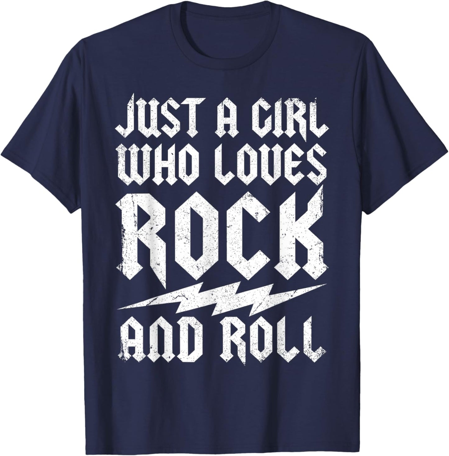 Rock Music Just a Girl Who Loves Rock and Roll Fan Outfit T-Shirt - T-Shirt | Navy