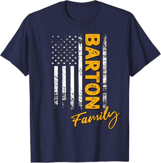 Barton Surname American Barton Last Name Barton T-Shirt - T-Shirt | Navy