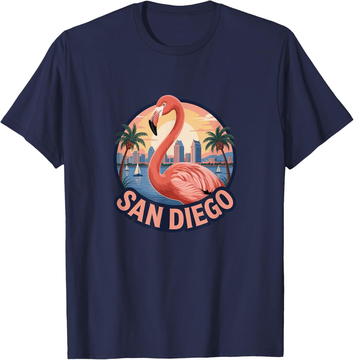 San Diego Flamingo Cute Animal City Zoo My T-Shirt - T-Shirt | Navy