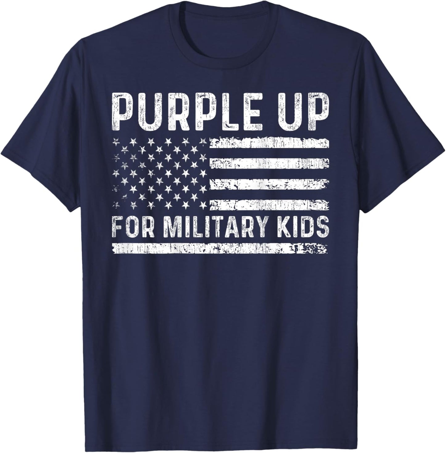 Purple Up for Military Kids - Month Military Child (Back) T-Shirt - T-Shirt | Navy