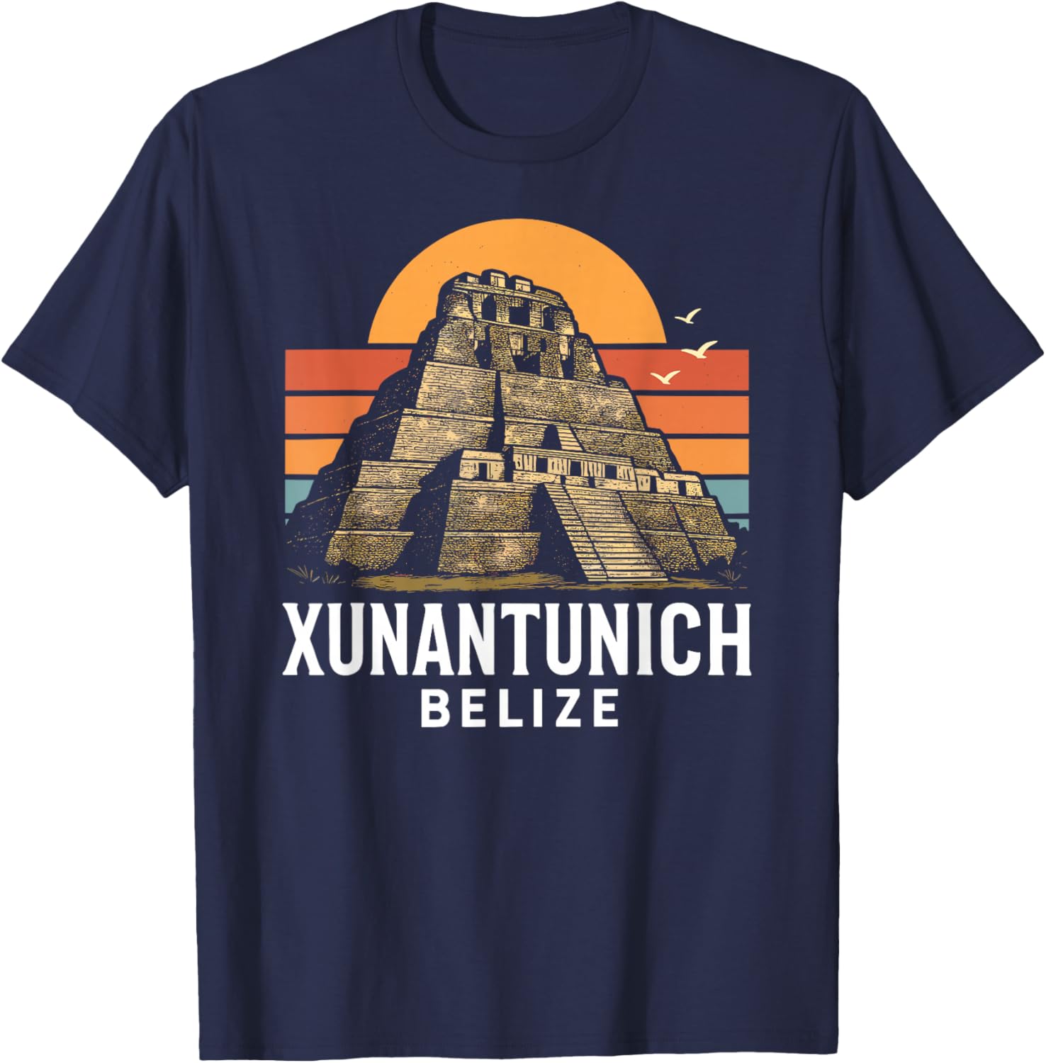 Xunantunich Belize Maya Temple Travel Central America Tikal T-Shirt - T-Shirt | Navy