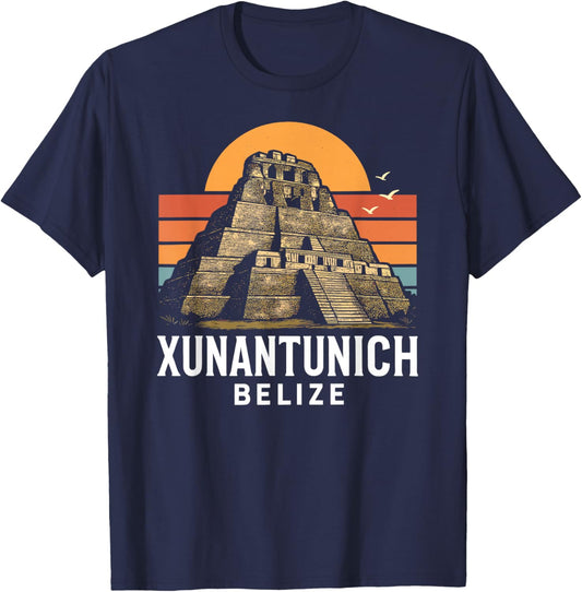 Xunantunich Belize Maya Temple Travel Central America Tikal T-Shirt - T-Shirt | Navy