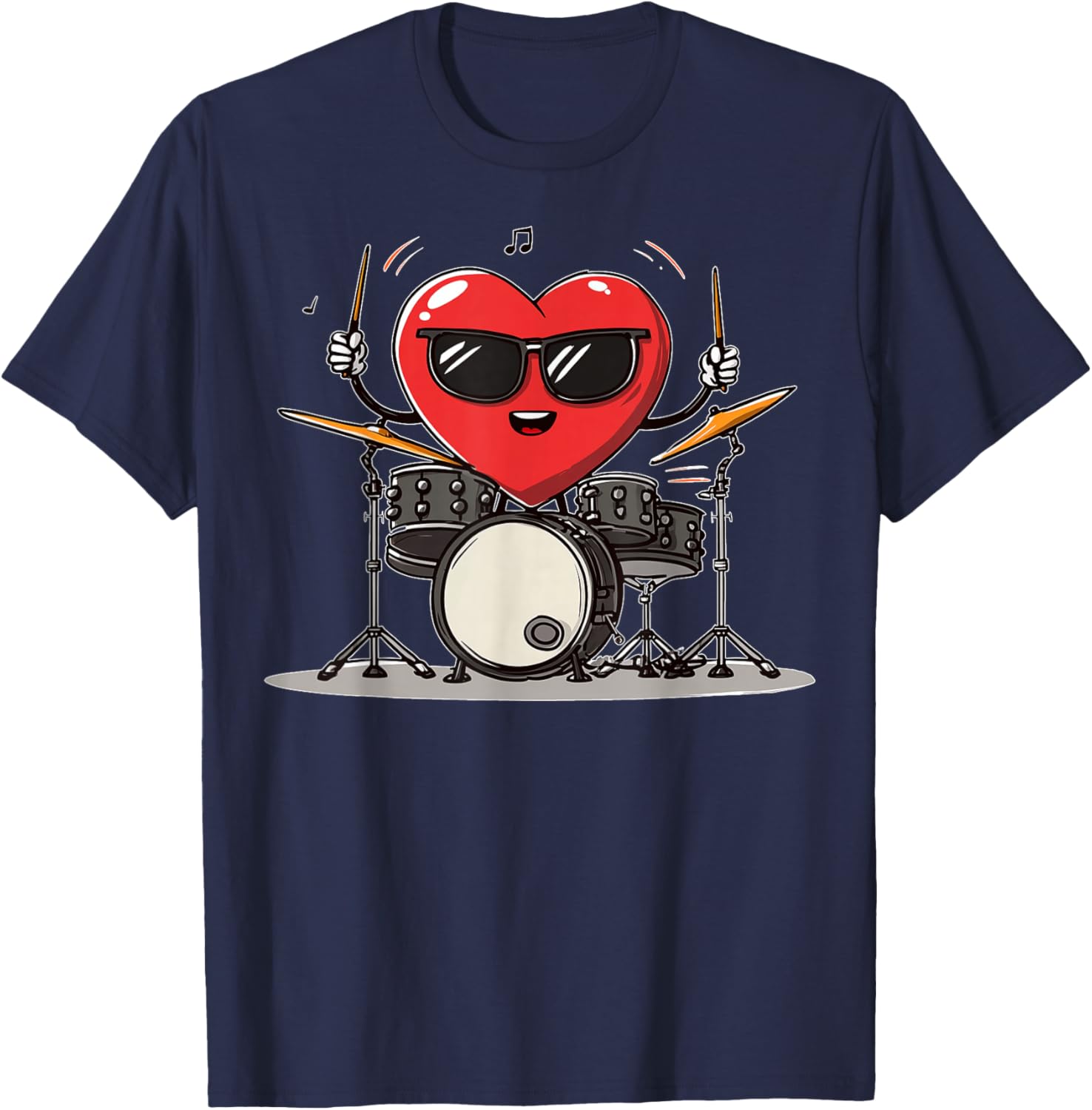 Drum Heart Drummer Valentine's Day Sunglasses T-Shirt - T-Shirt | Navy