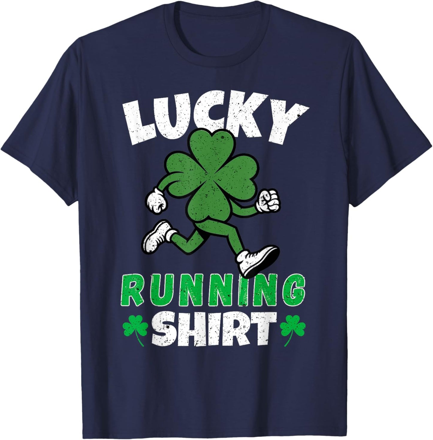 Funny Lucky Running Irish Shamrock St Patricks Day 5k Run T-Shirt - T-Shirt | Navy