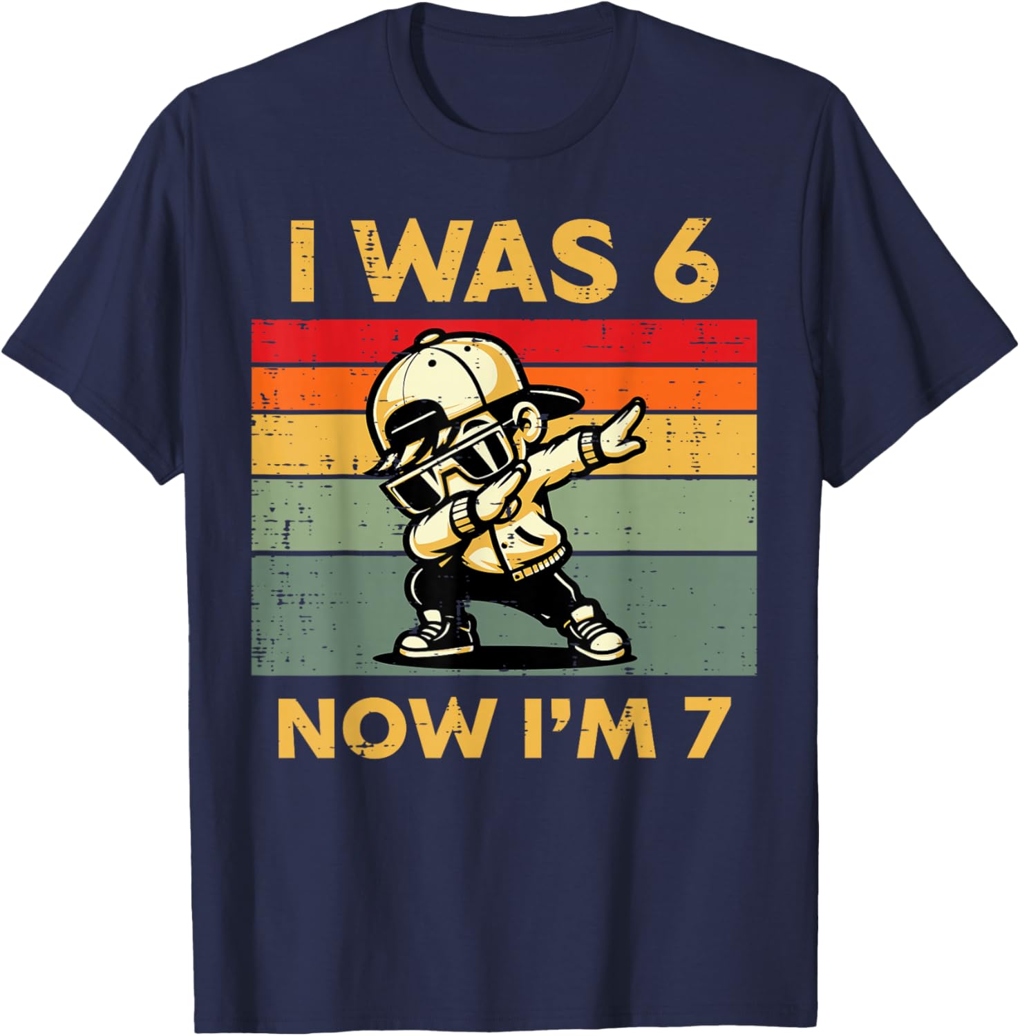 7th Birthday I was 6 Now Im 7 Dab Six Seven Boys Kids Youth T-Shirt - T-Shirt | Navy