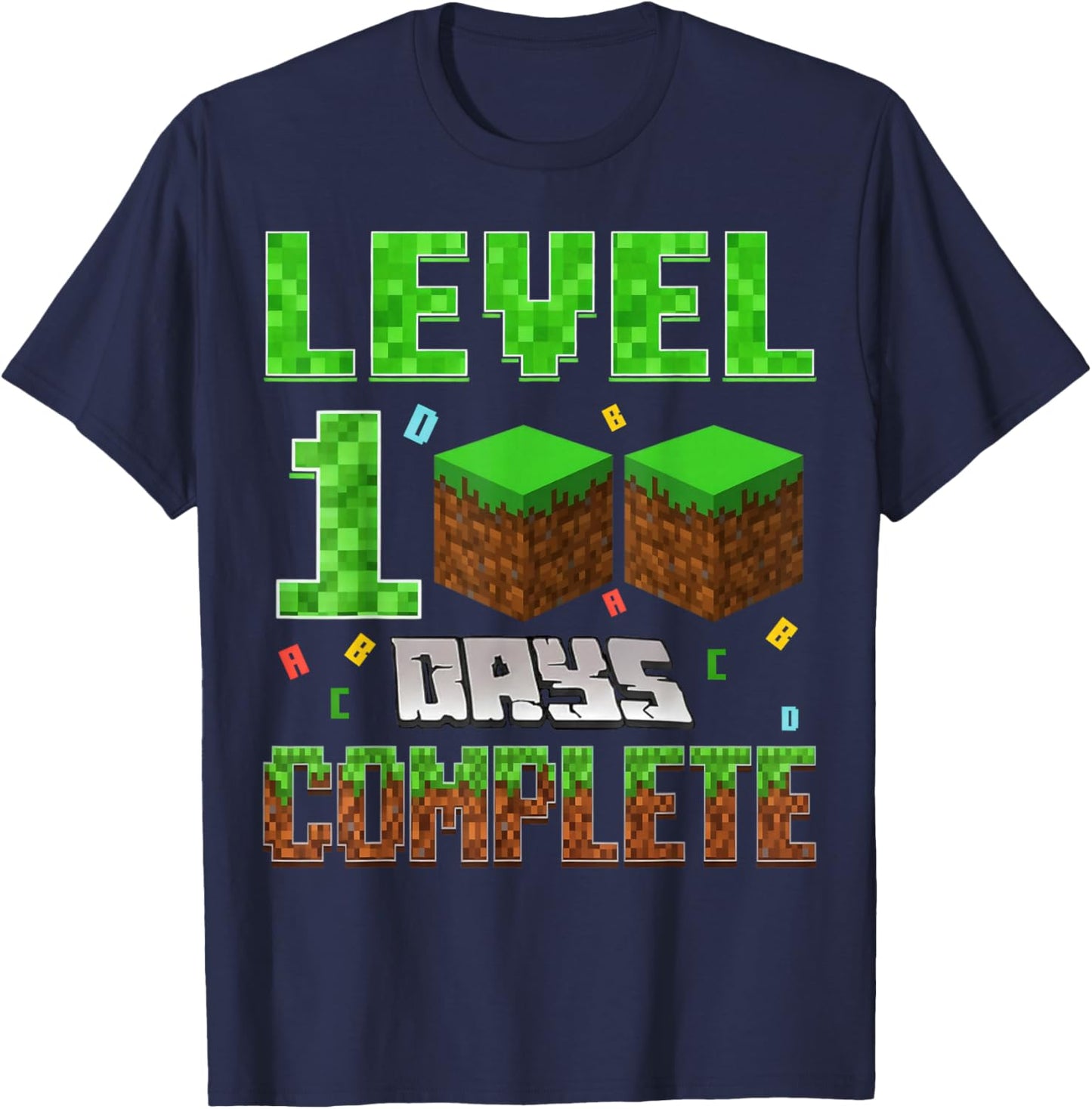 Level 100 Days Complete Video Gamer School Gift Boy Kids T-Shirt - T-Shirt | Navy