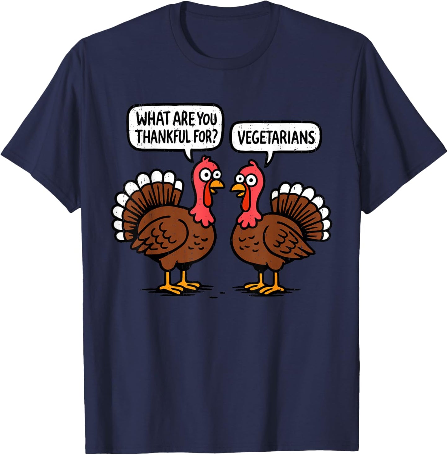 Funny Turkey Thankful for Vegetarian Thanksgiving Adult Kids T-Shirt - T-Shirt | Navy