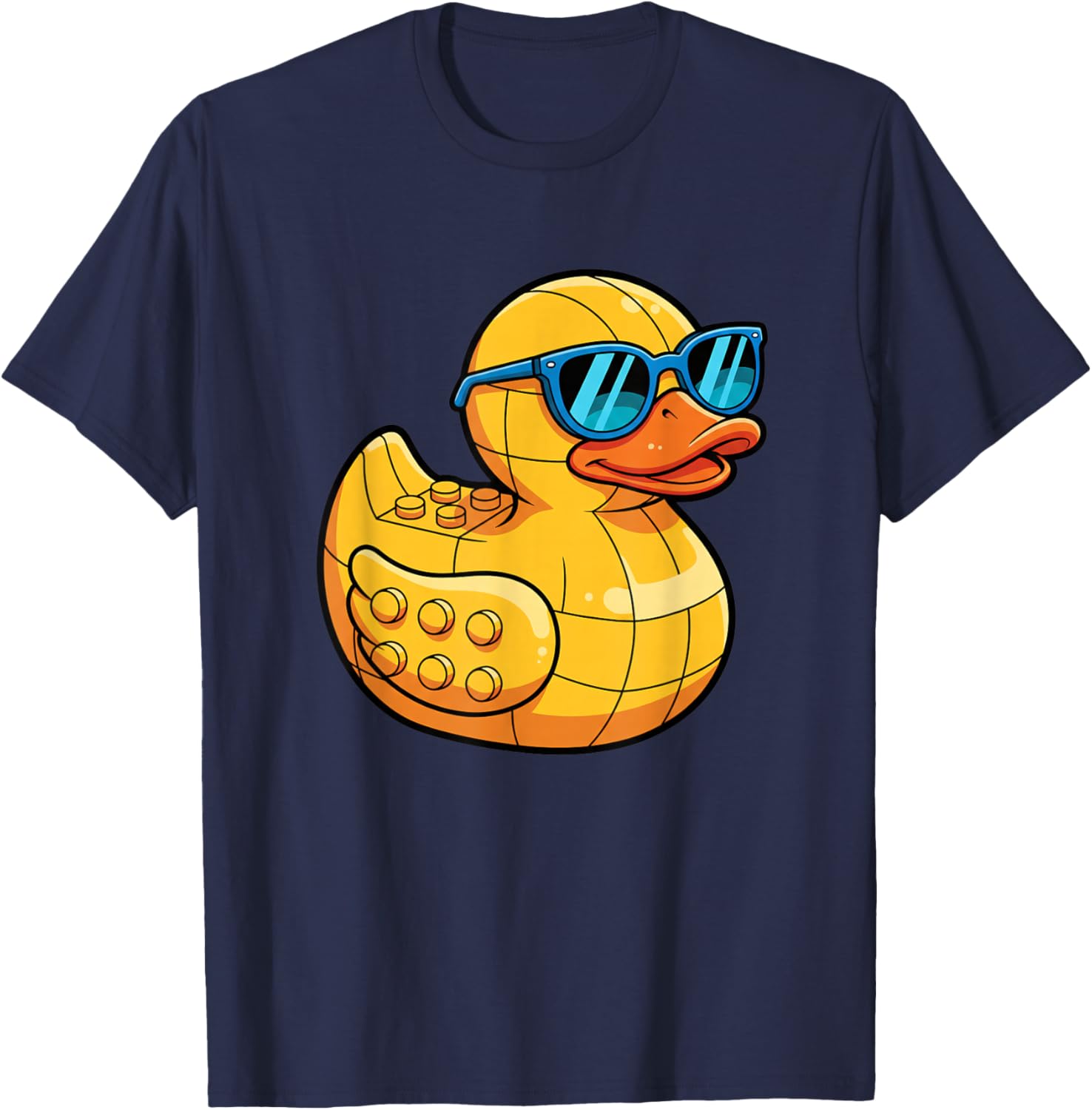 Cool Sunglasses Duck Building Block Birthday Kids T-Shirt - T-Shirt | Navy