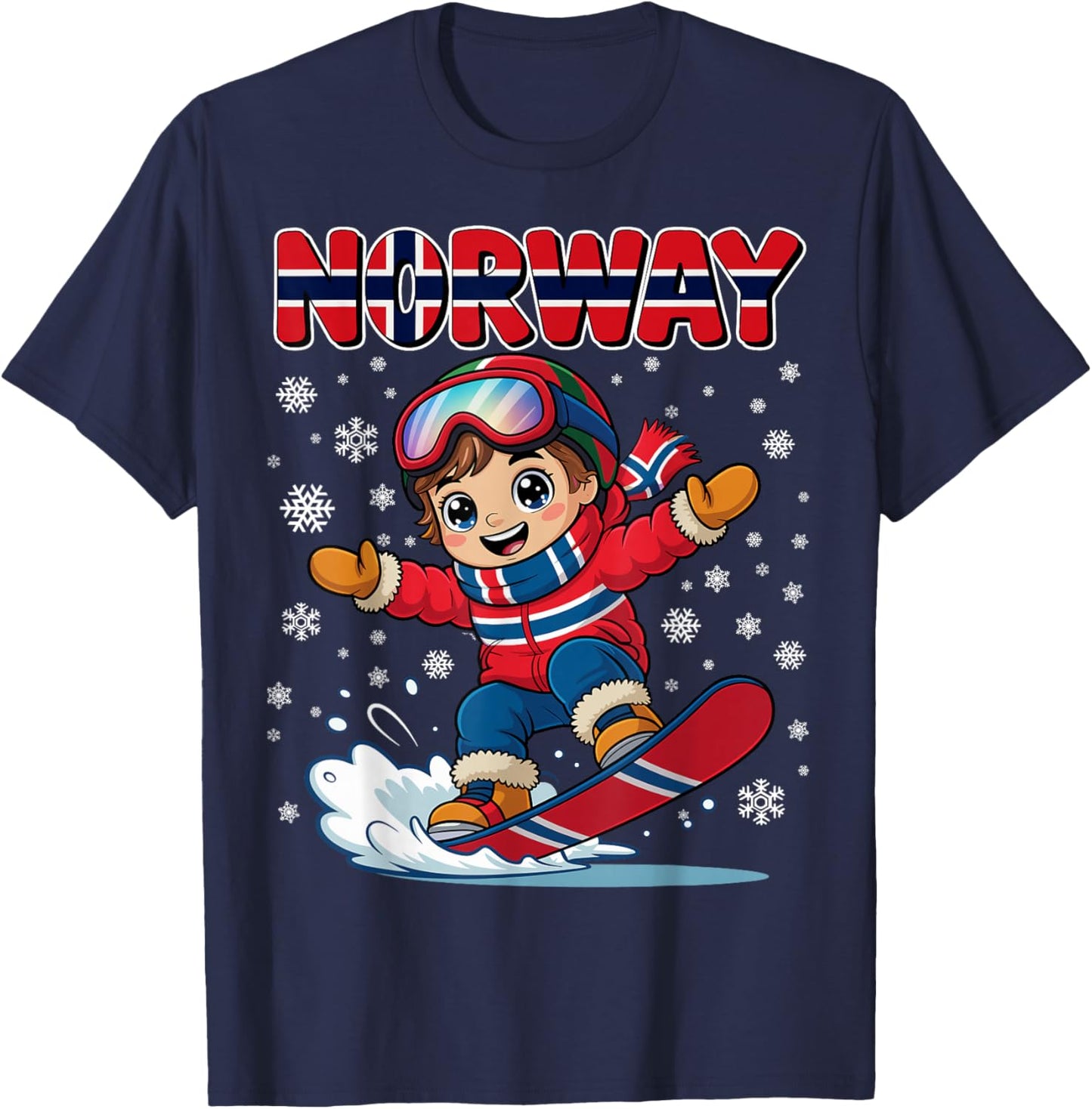 Norway Snowboard Kid Norge Flag for Boys Kids T-Shirt - T-Shirt | Navy