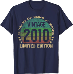 16 Year Old Gifts Vintage 2010 Limited Edition 16th Birthday T-Shirt - T-Shirt | Navy