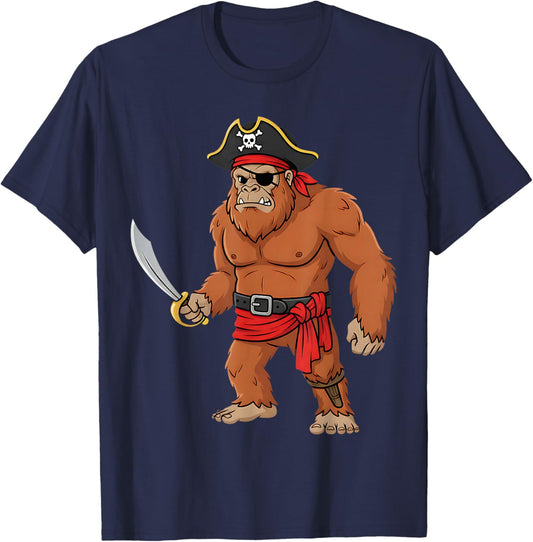 Pirate Bigfoot Toddler Boy Funny Kids Halloween Costume T-Shirt - T-Shirt | Navy