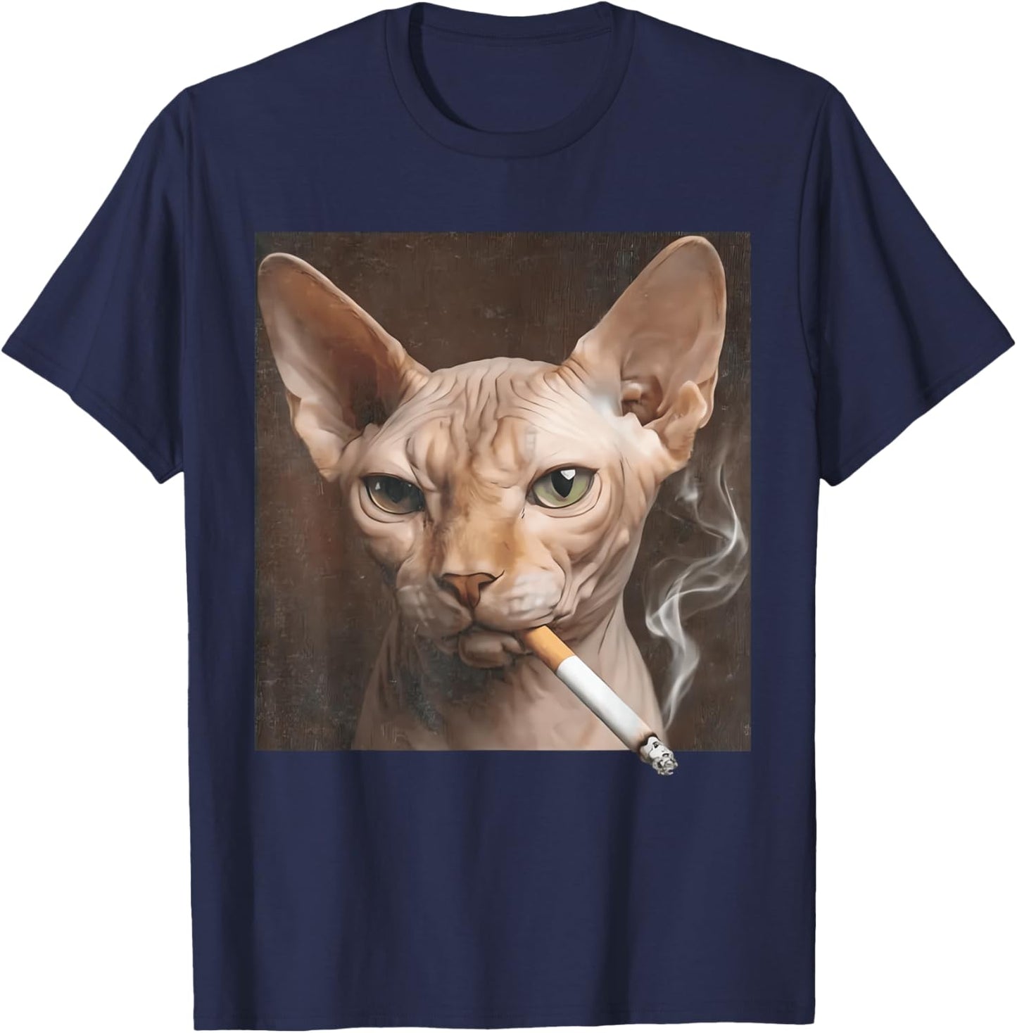 Funny Sphynx Cat Smoking Meme Lover Dog T-Shirt - T-Shirt | Navy