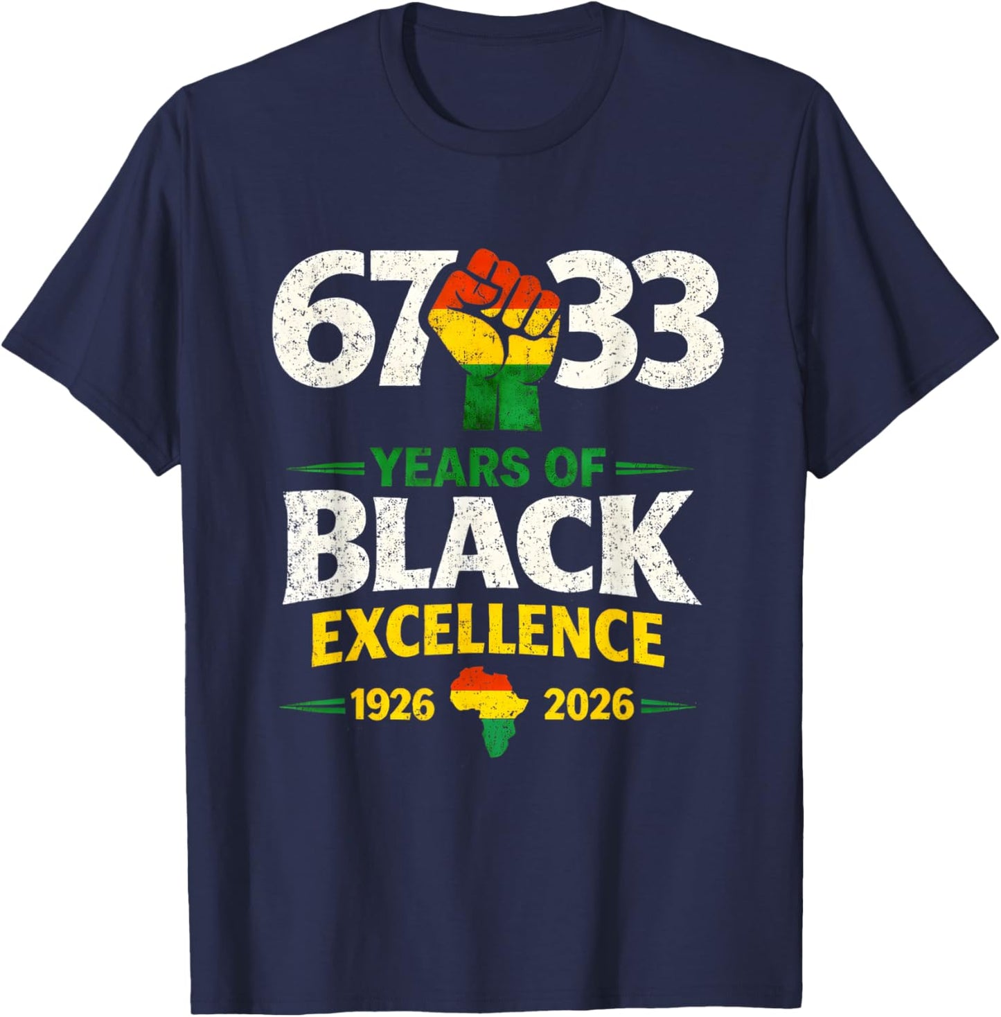 100 Years of Black Excellence Africa Black History Month T-Shirt - T-Shirt | Navy