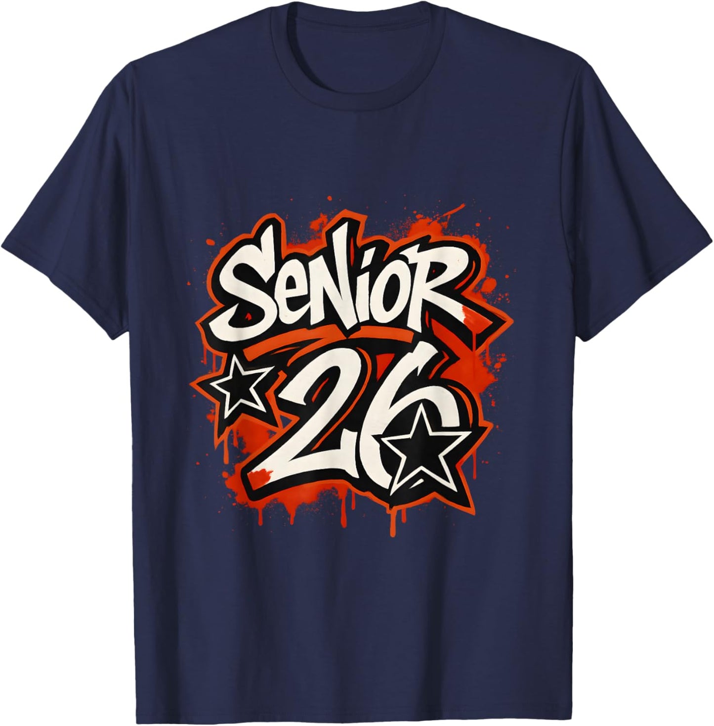 Senior 2026 Graffiti Drip Style Graduation Graphic T-Shirt - T-Shirt | Navy