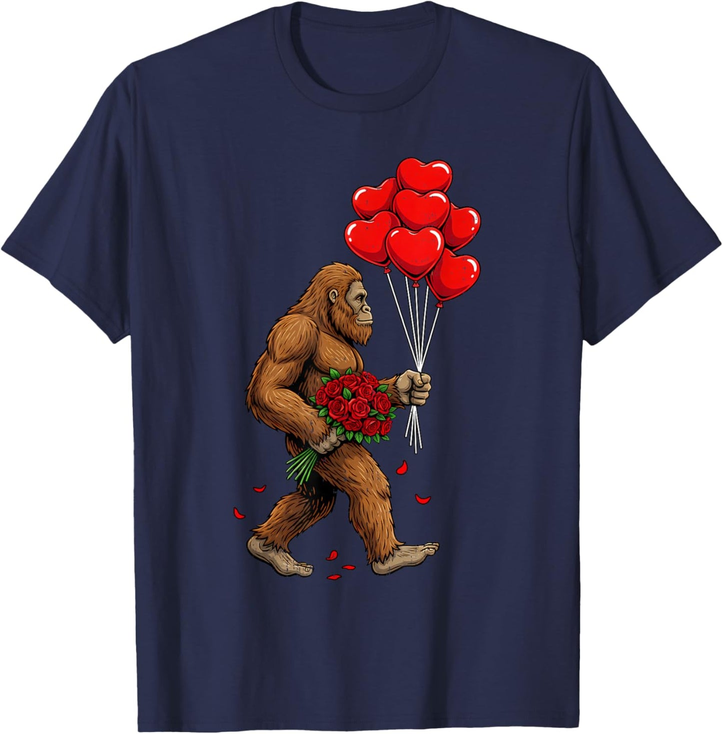 Bigfoot Valentines Day Heart Sasquatch Valentine Boys T-Shirt - T-Shirt | Navy