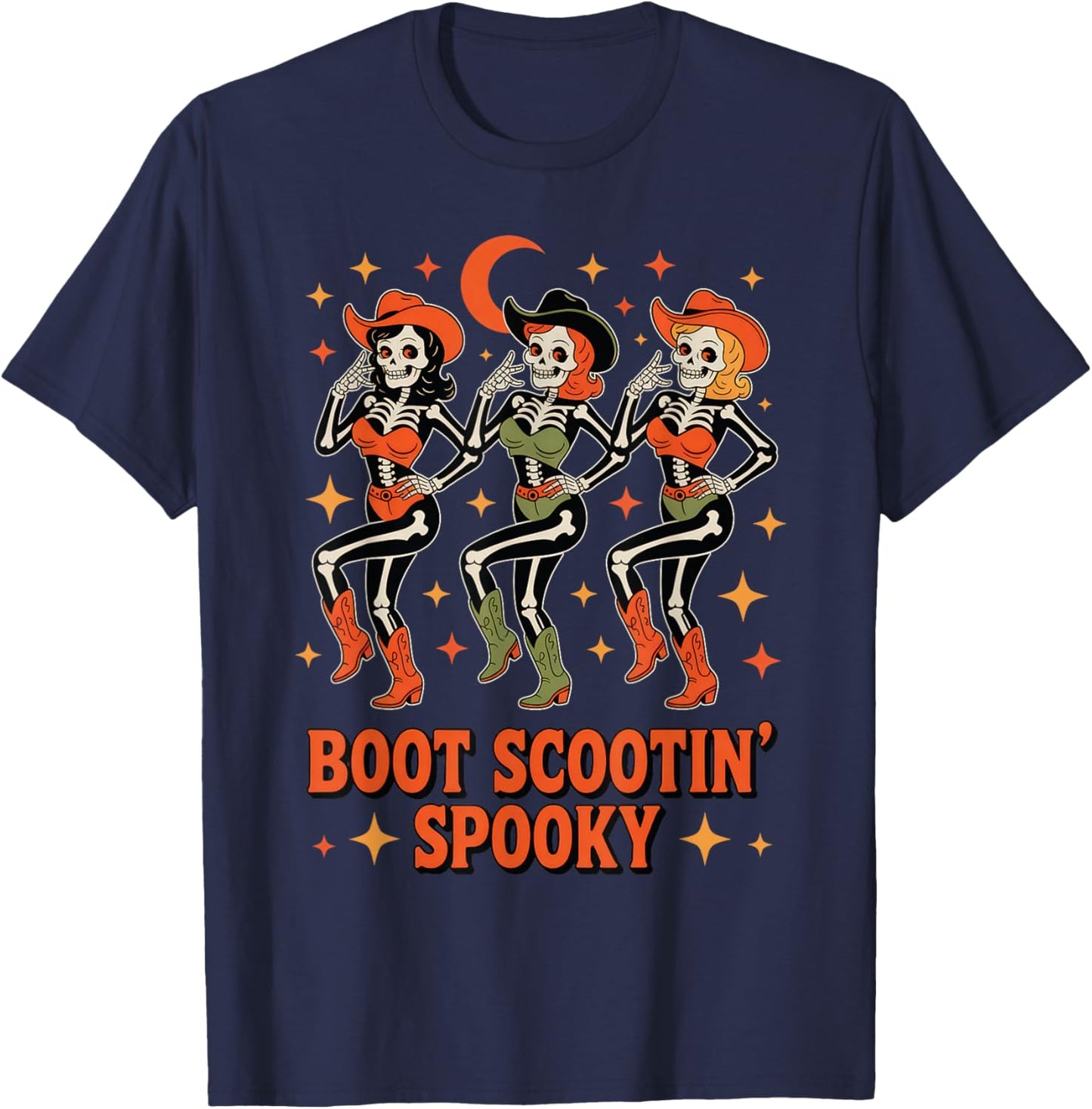 Boot Scootin Cowgirl Spooky Western Line Dance T-Shirt - T-Shirt | Navy