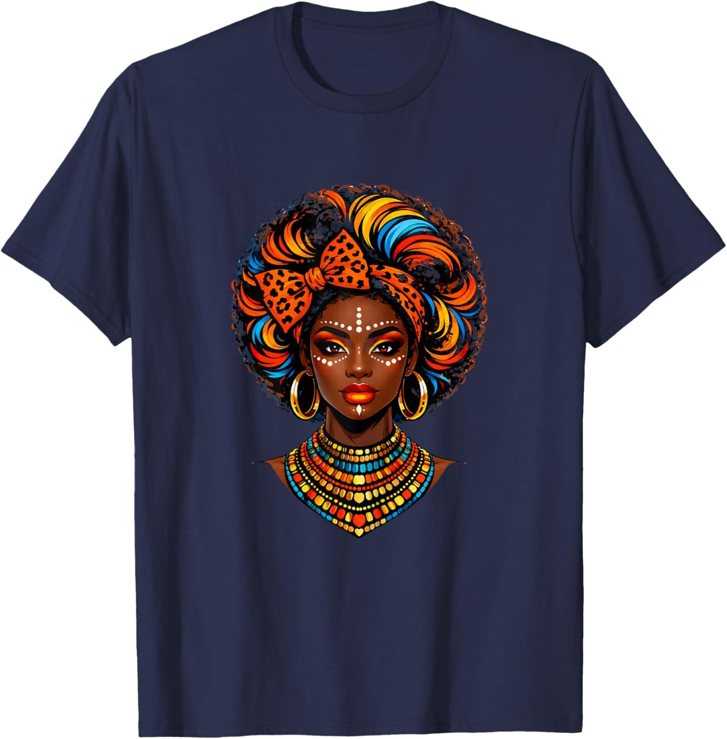 Black Queen Dripping Afro Melanin Black History Month Women T-Shirt - T-Shirt | Navy