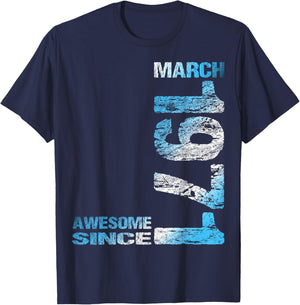Awesome Since March 1971 55th Birthday T-Shirt - T-Shirt | Navy