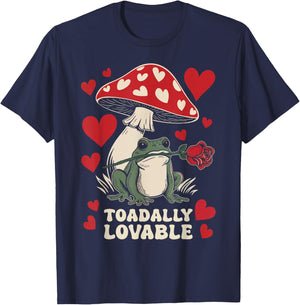 Valentine's Day Toadally Lovable Funny Toad Frog Mushroom T-Shirt - T-Shirt | Navy