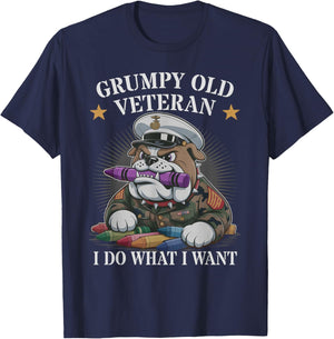 Cute Grumpy Old Veteran I DO What Want Squad Military Corps T-Shirt - T-Shirt | Navy
