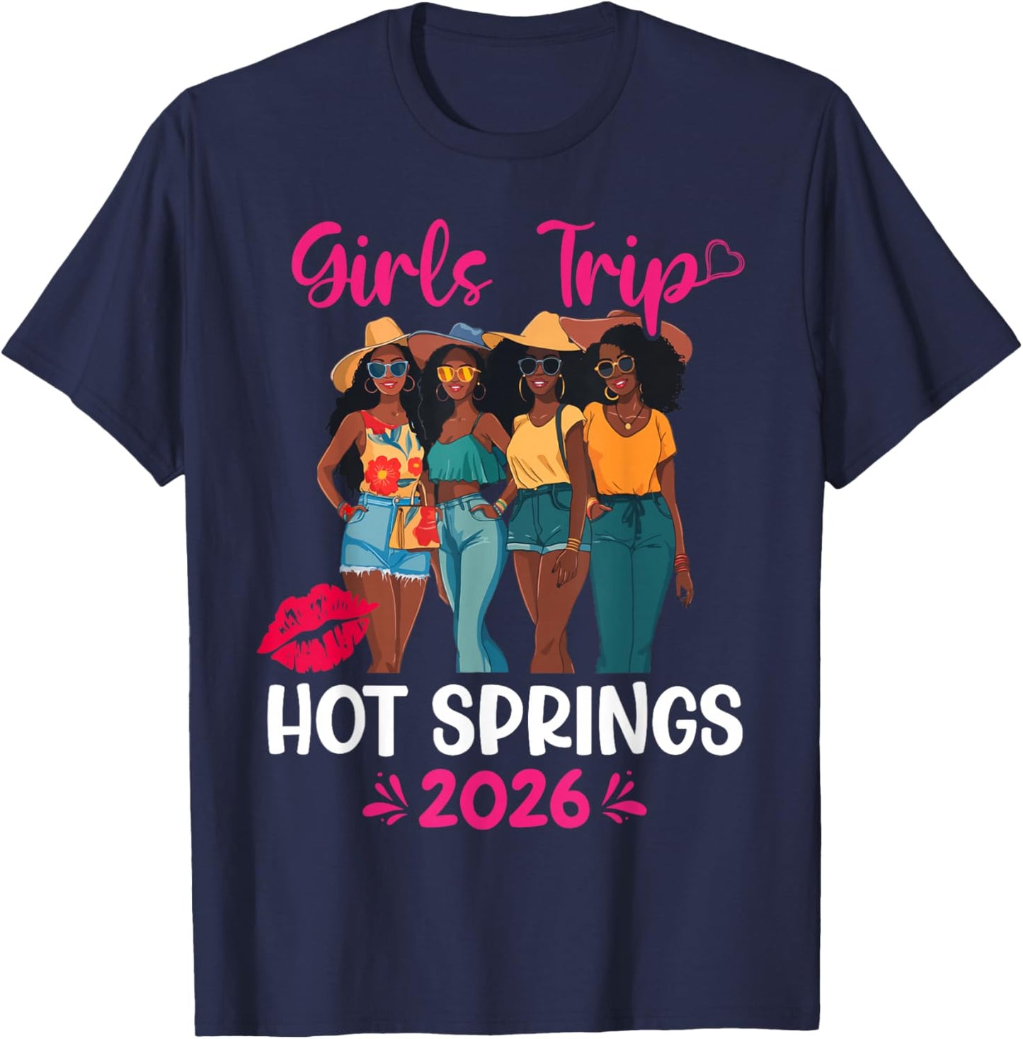 Black Girls Trip Hot Springs 2026 Vacation Matching T-Shirt - T-Shirt | Navy