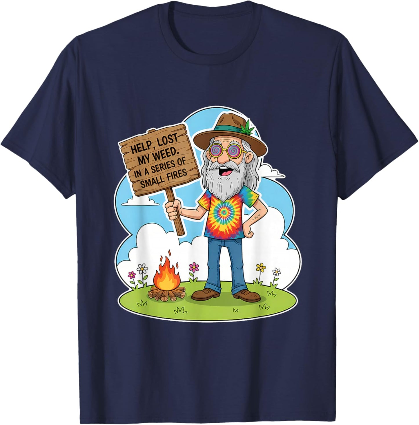 Cannabis Weed Lover Smoking Stoner 420 Help Lost My Weed T-Shirt - T-Shirt | Navy