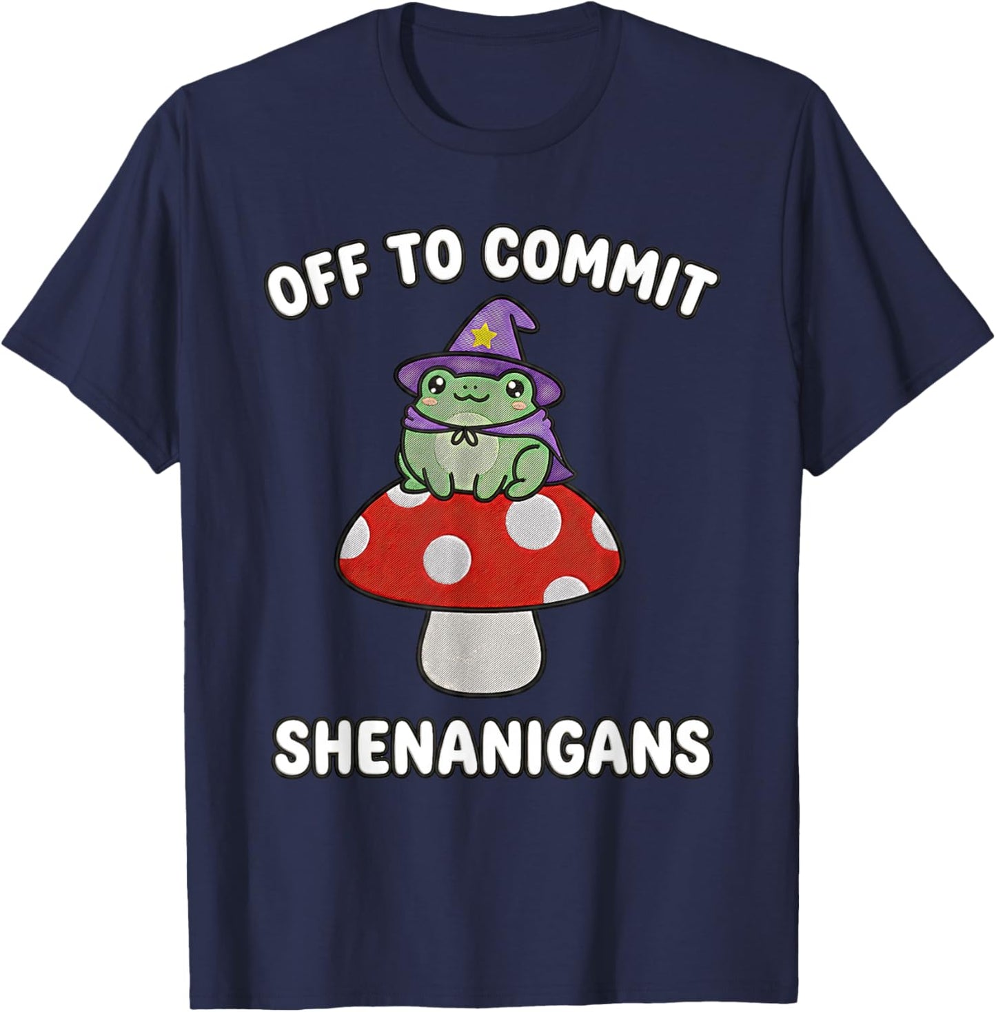 Off to Commit Shenanigans Funny Dark Fantasy Frog Kids Meme T-Shirt - T-Shirt | Navy