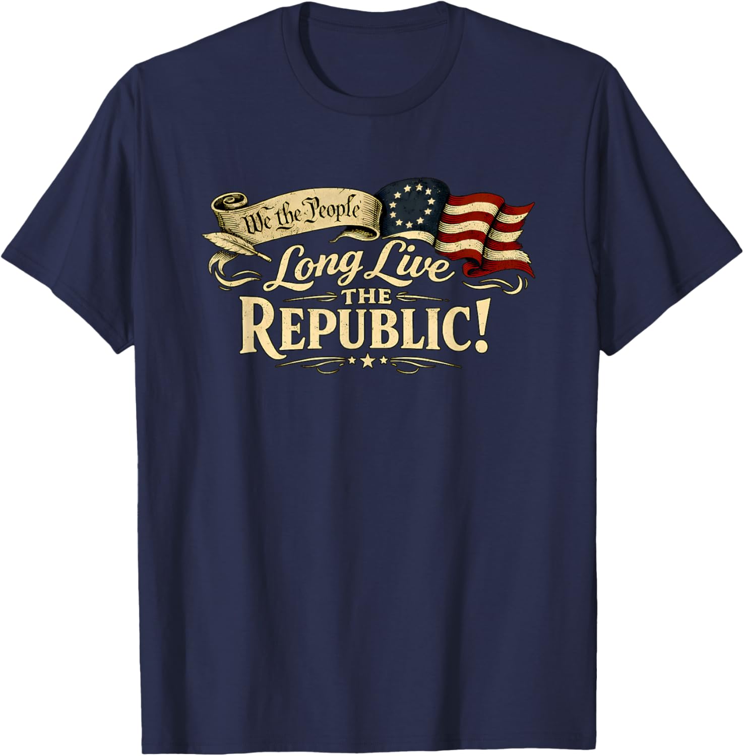 Long Live The Republic USA 1776 2026 Patriotic 4th of July T-Shirt - T-Shirt | Navy