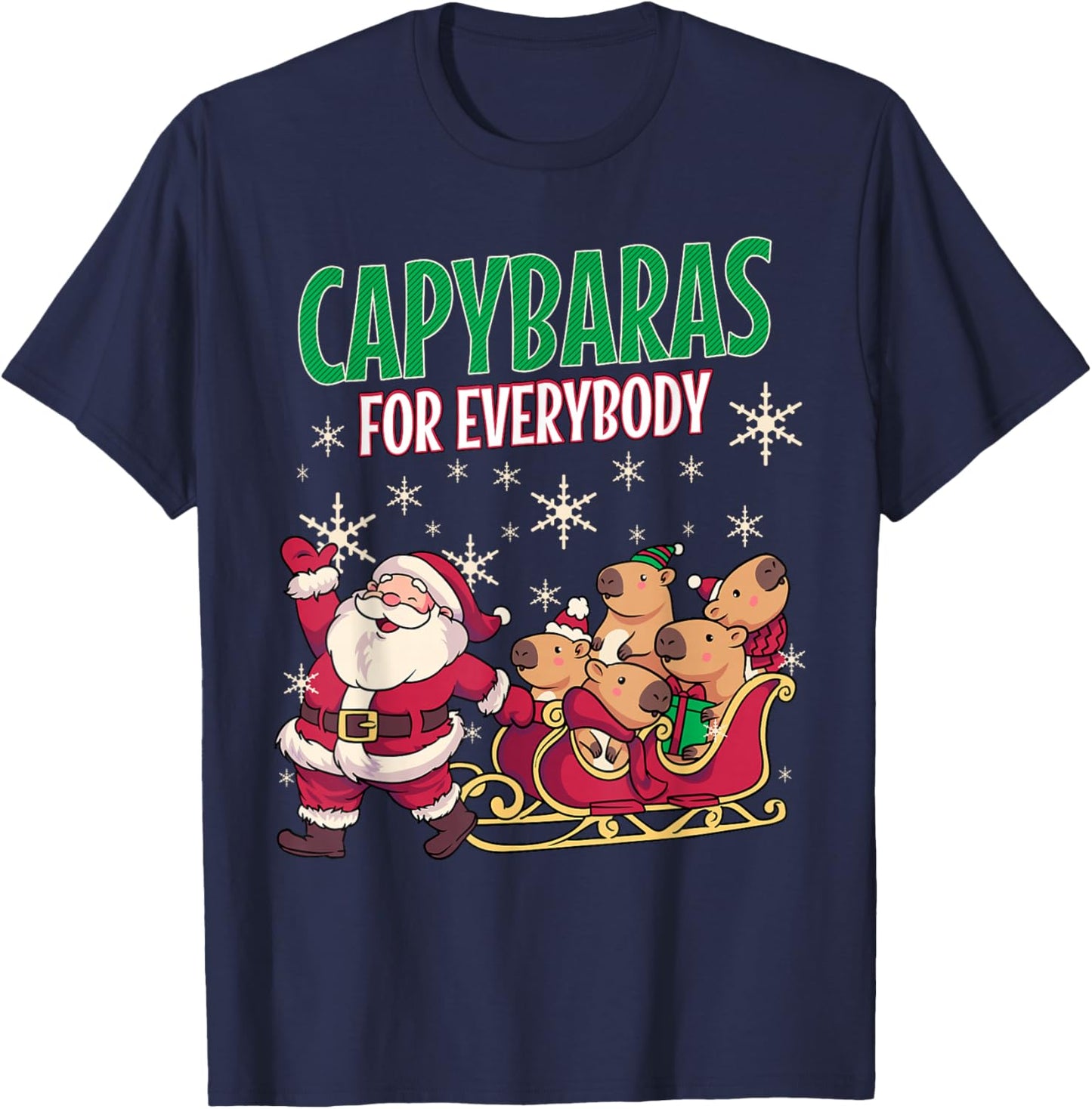 Ugly Christmas Men Kinds Women Funny Capybara T-Shirt - T-Shirt | Navy