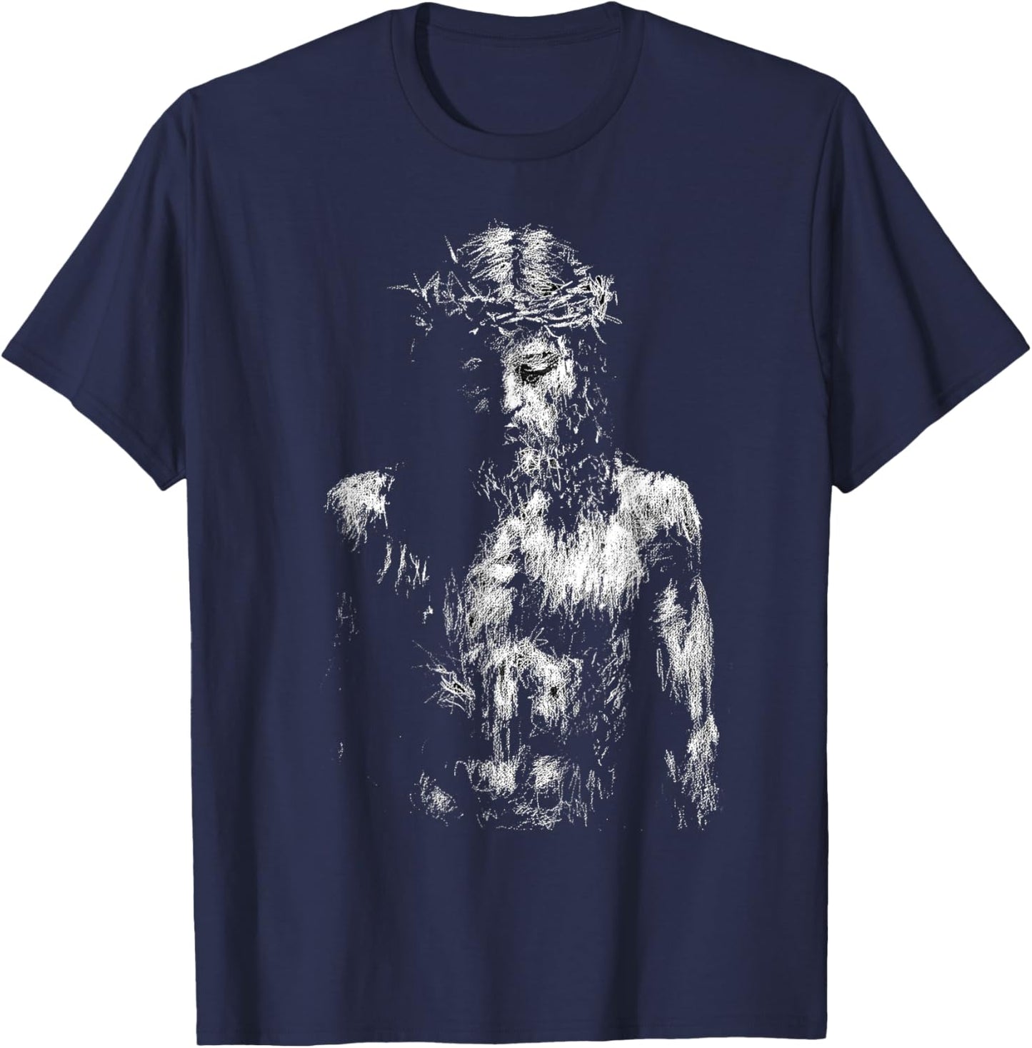 Jesus Christ Crown of Thorns T-Shirt - T-Shirt | Navy