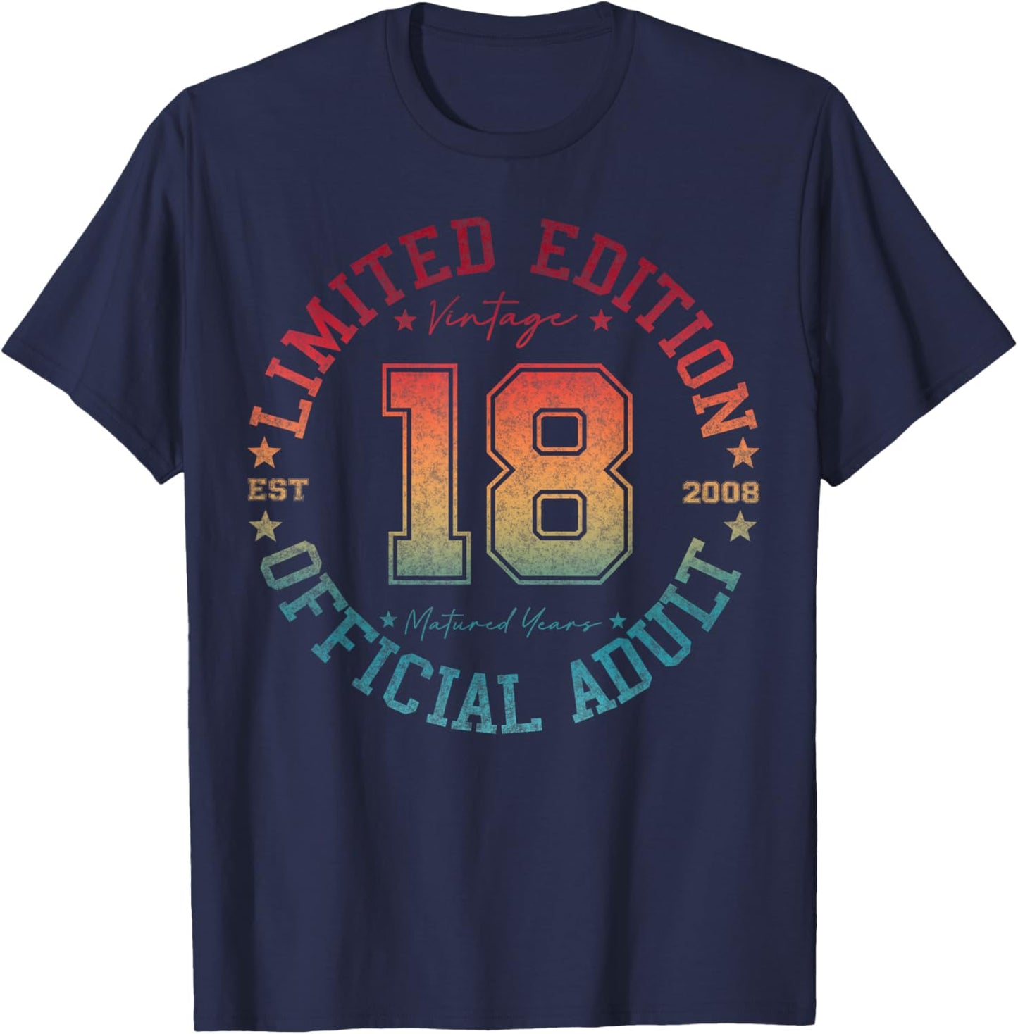 Official Adult 18 Year Old Gifts Vintage 2008 Boy Girl T-Shirt - T-Shirt | Navy