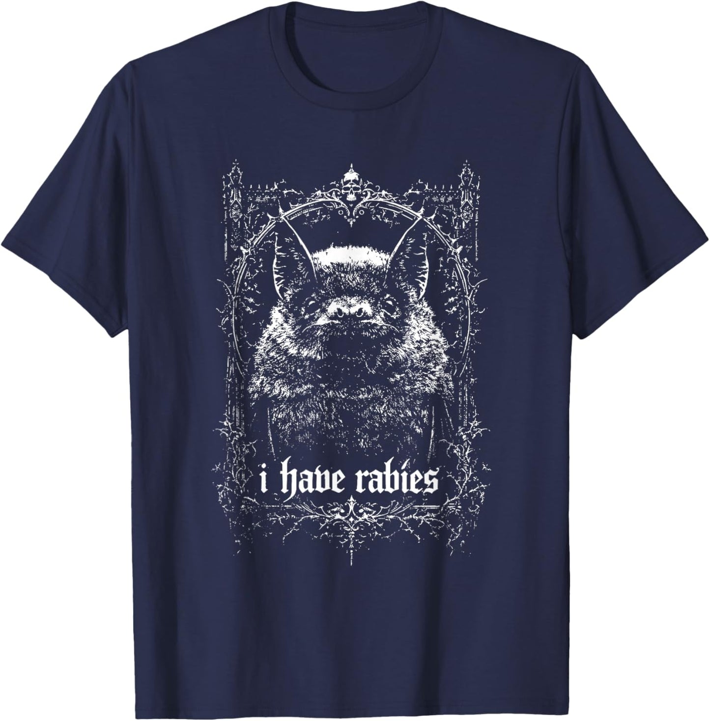 I Have Rabies Bat Unhinged Meme Weird Dark Humor T-Shirt - T-Shirt | Navy