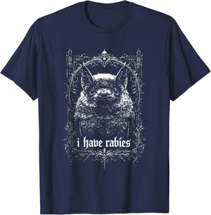 I Have Rabies Bat Unhinged Meme Weird Dark Humor T-Shirt - T-Shirt | Navy