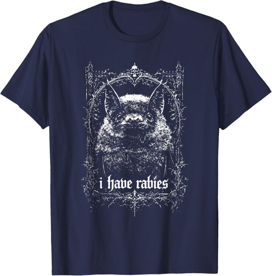 I Have Rabies Bat Unhinged Meme Weird Dark Humor T-Shirt - T-Shirt | Navy