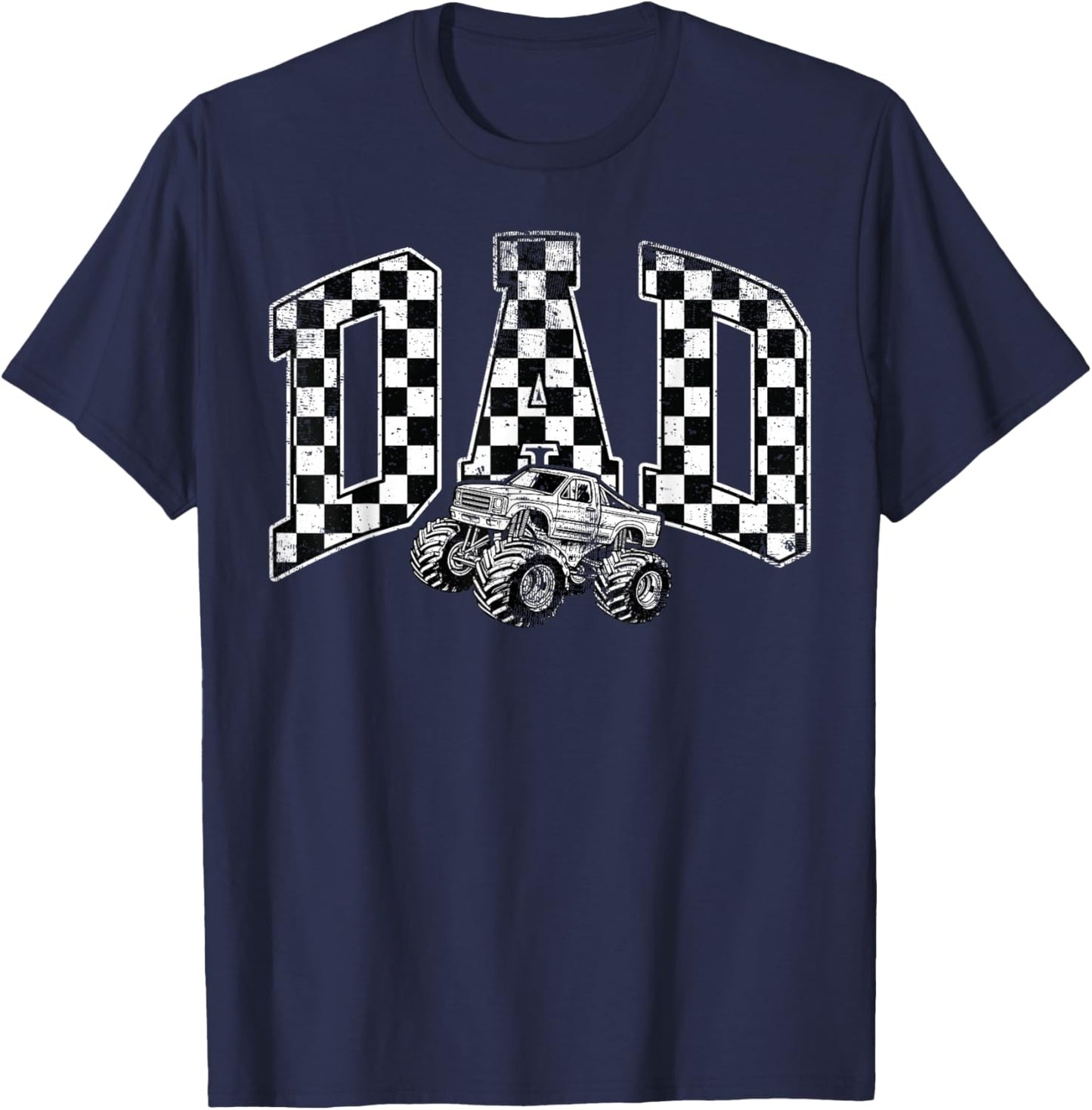 Dad Retro Monster Truck Family Crew Birthday Matching T-Shirt - T-Shirt | Navy