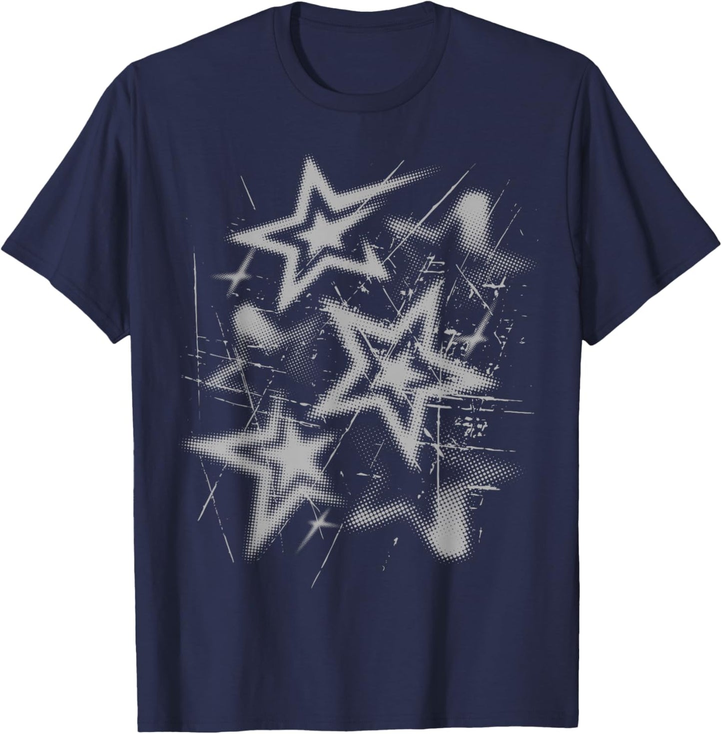 Y2k Grunge Stars 2000s Cyber Vintage Graphic T-Shirt - T-Shirt | Navy