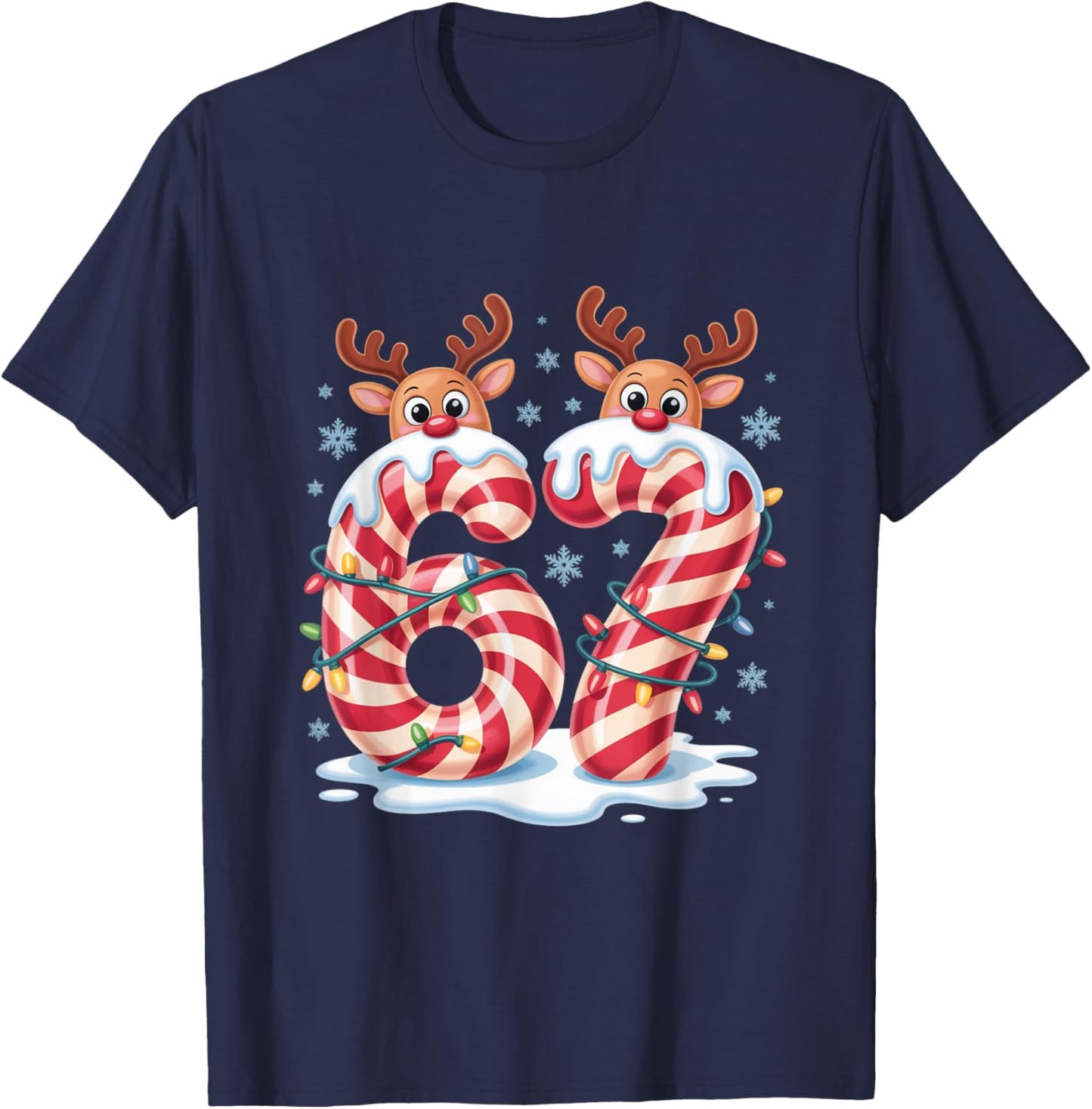 Christmas 67 Funny Xmas Six Seven Ugly Sweater 6-7 T-Shirt - T-Shirt | Navy