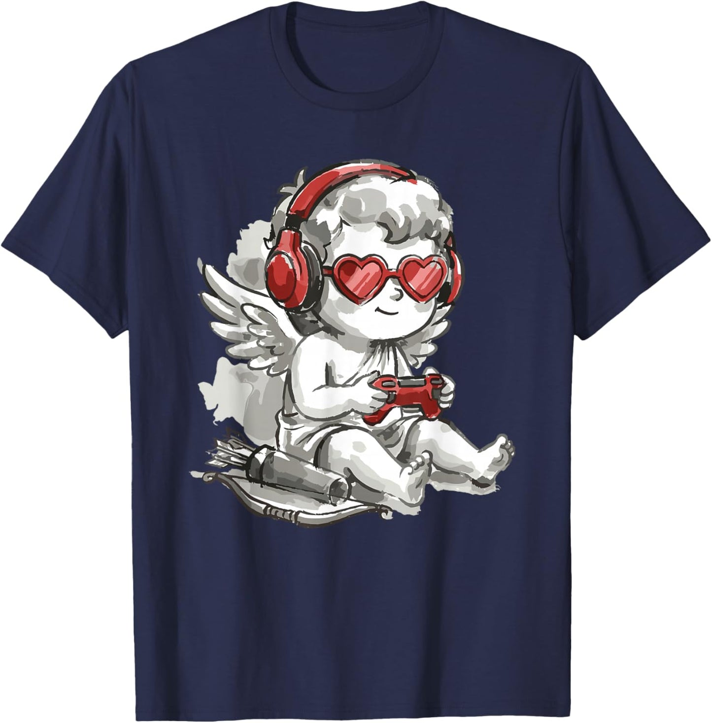 Video Games Cupid Gamer Funny St. Valentine's Day T-Shirt - T-Shirt | Navy
