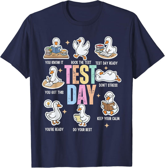 Retro Cute Silly Goose Test Day You Got This Testing Teacher T-Shirt - T-Shirt | Navy