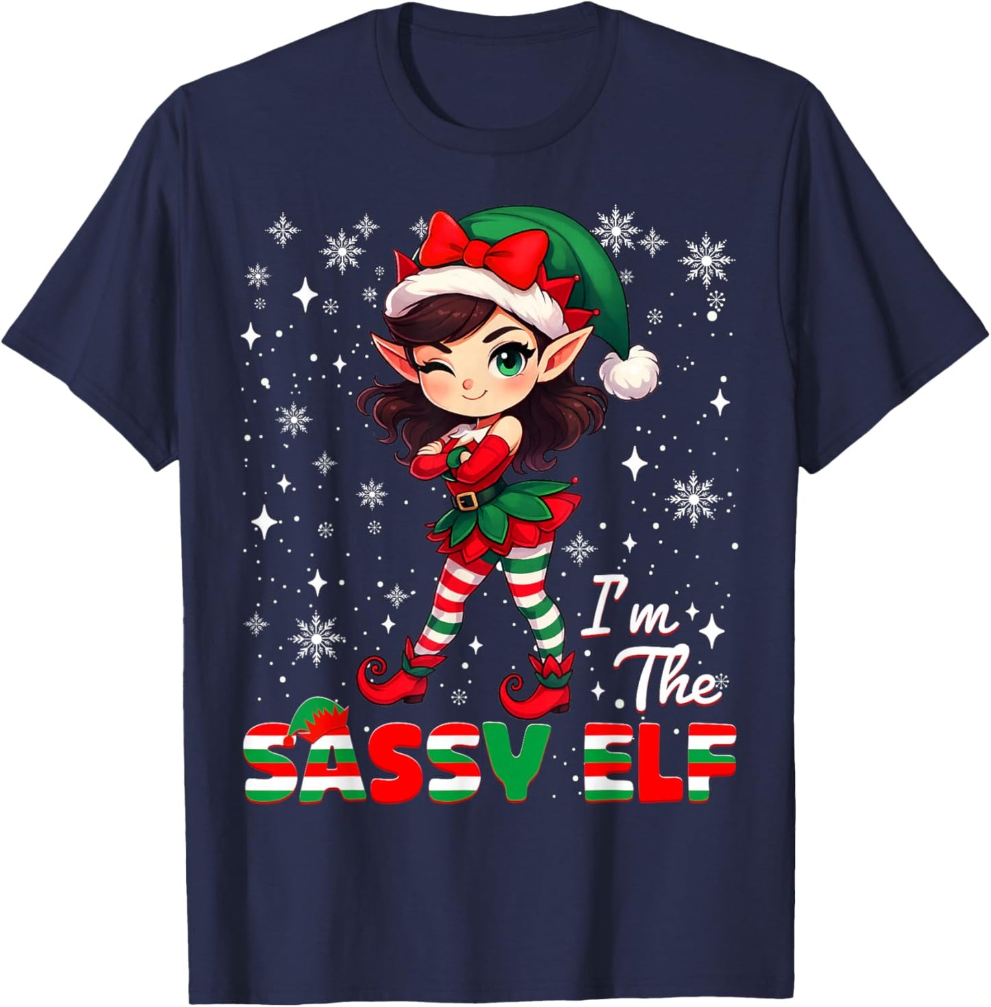 Im The Sassy Elf Cute Snowflake Christmas Xmas Girl Women T-Shirt - T-Shirt | Navy