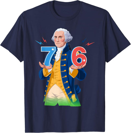 6-7 7-6 George Washington Seven Six Teacher American T-Shirt - T-Shirt | Navy