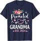 Promoted to Grandma 2026 Flower Heart New Grandma T-Shirt - T-Shirt | Navy