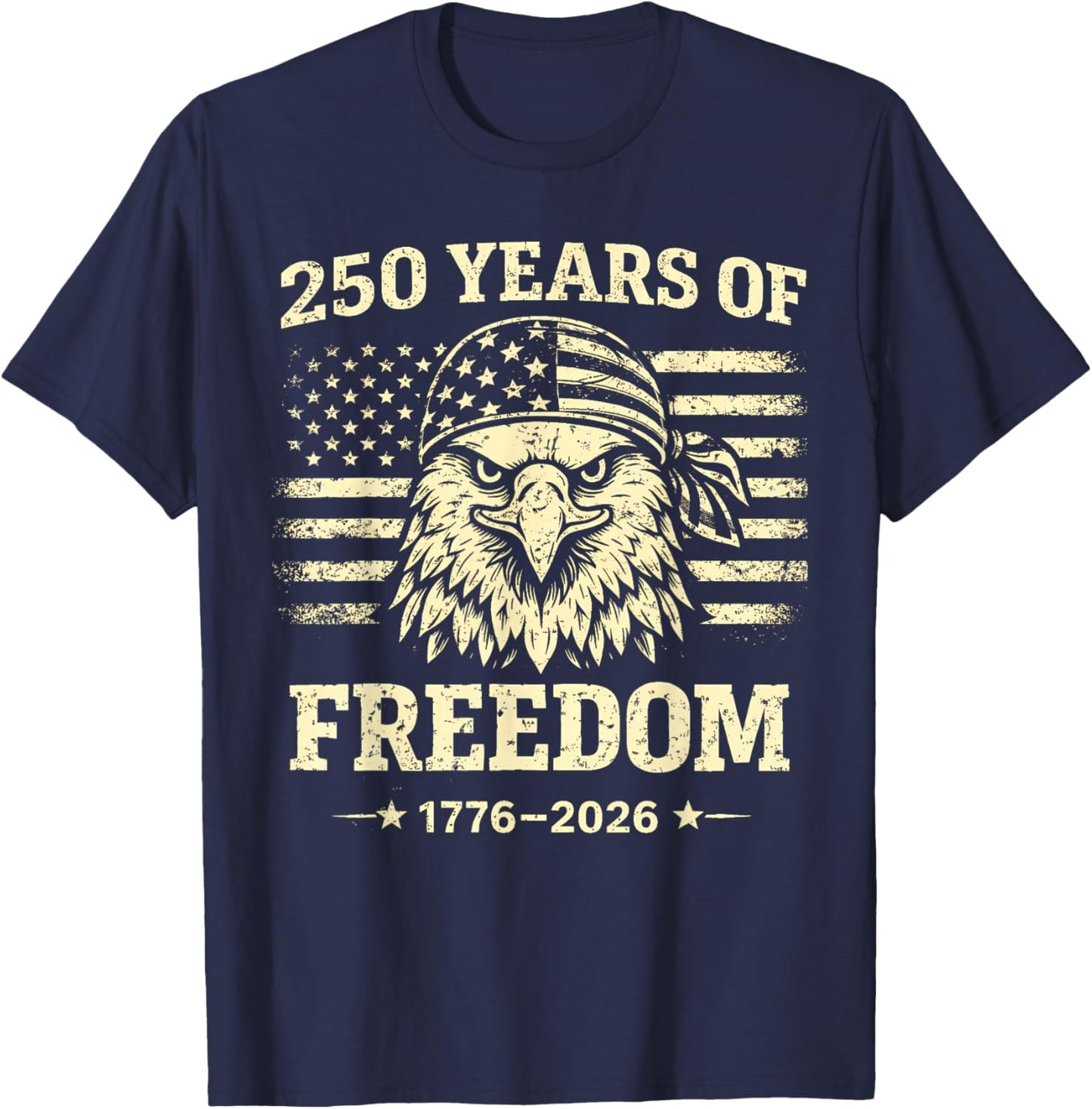 Flag Vintage 250 Years American 1776 2026 250th USA Birthday T-Shirt - T-Shirt | Navy