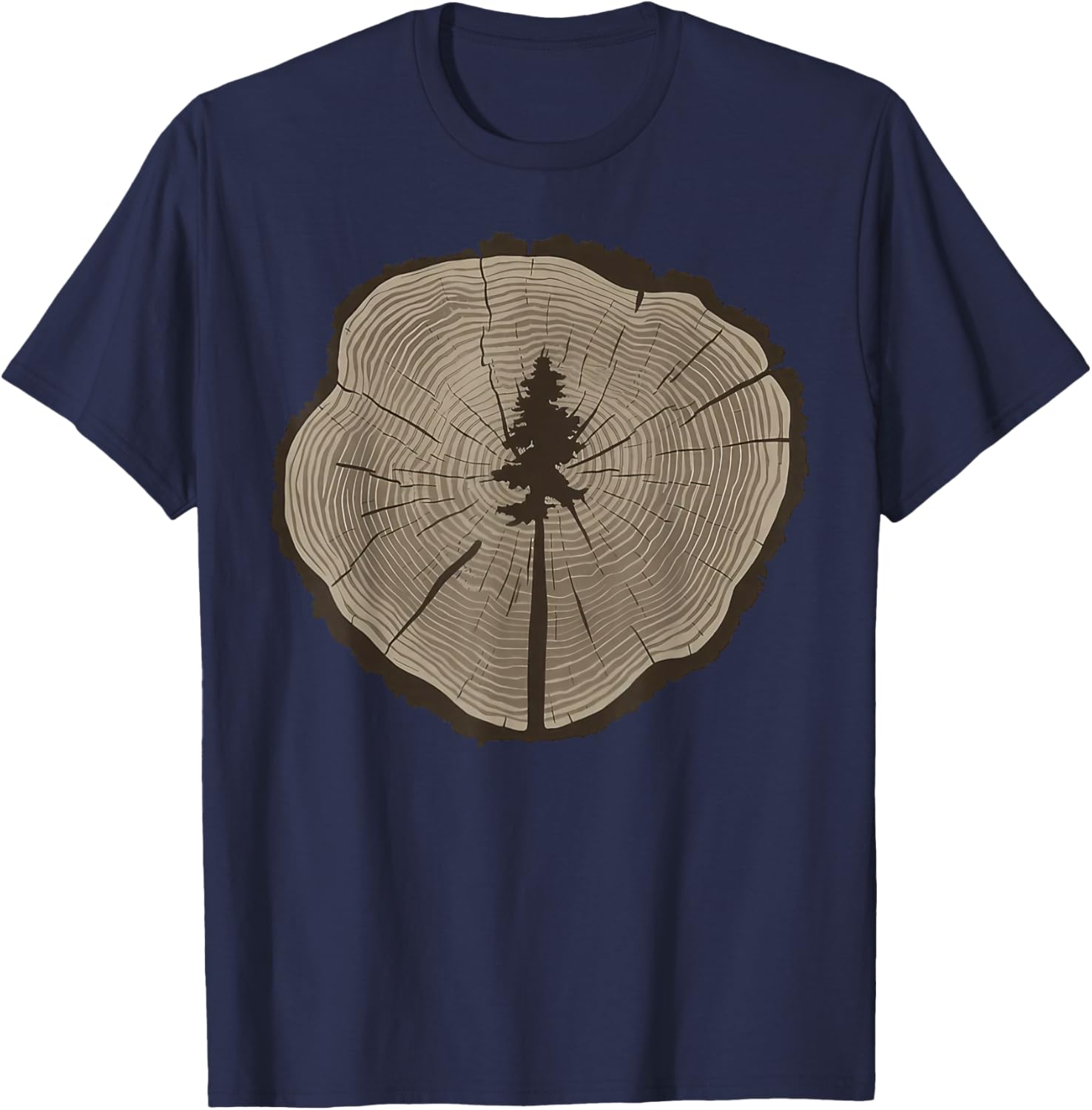 Stump of Life Vintage Tree Trunk Nature Lover Design T-Shirt - T-Shirt | Navy