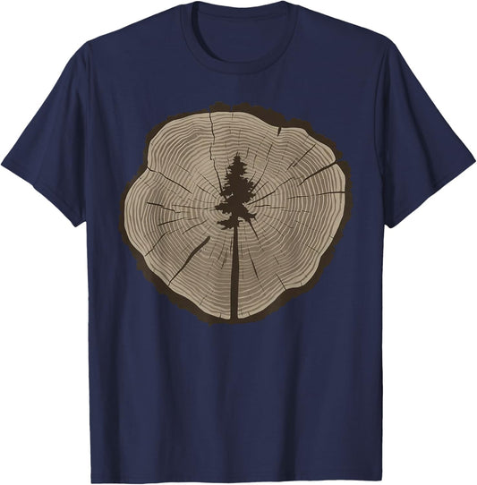 Stump of Life Vintage Tree Trunk Nature Lover Design T-Shirt - T-Shirt | Navy
