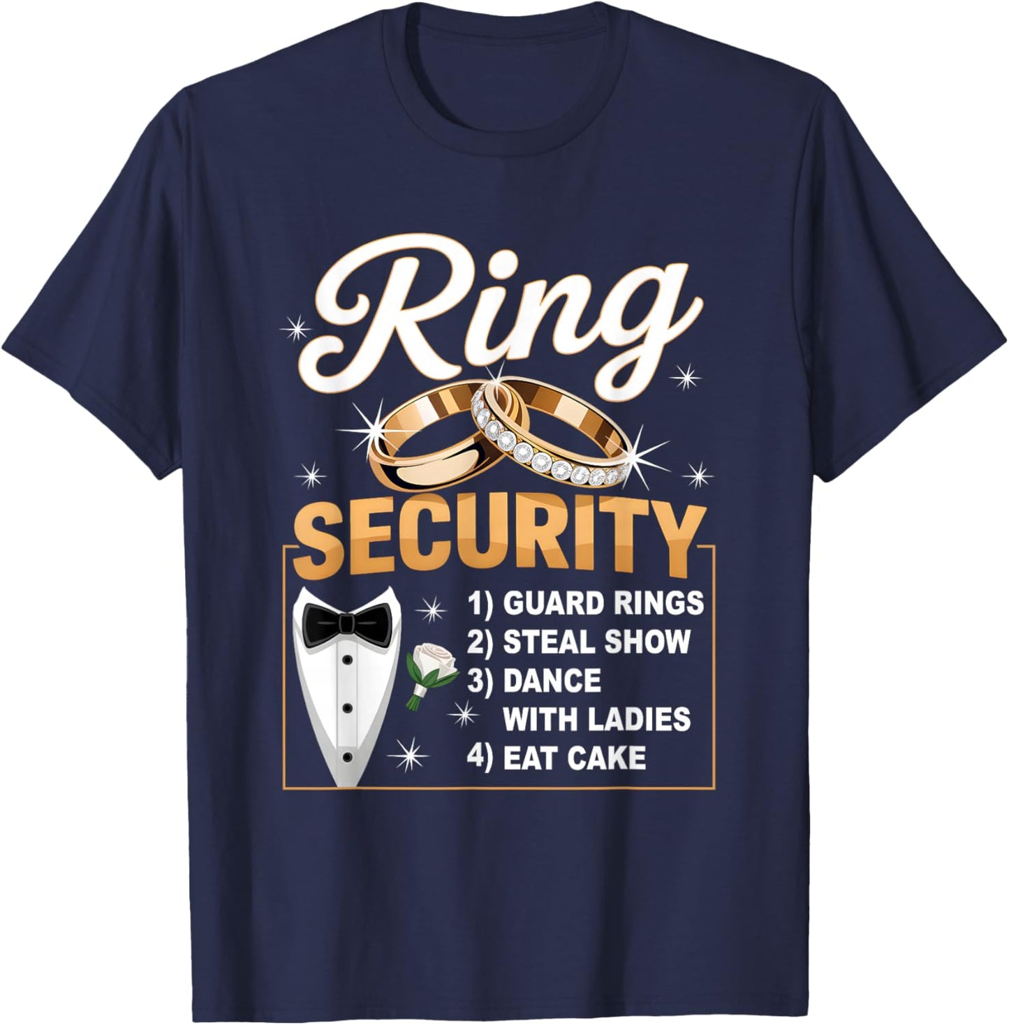 Kid Ring Security-Ring Bearer Wedding Day Groom Party Tuxedo T-Shirt - T-Shirt | Navy
