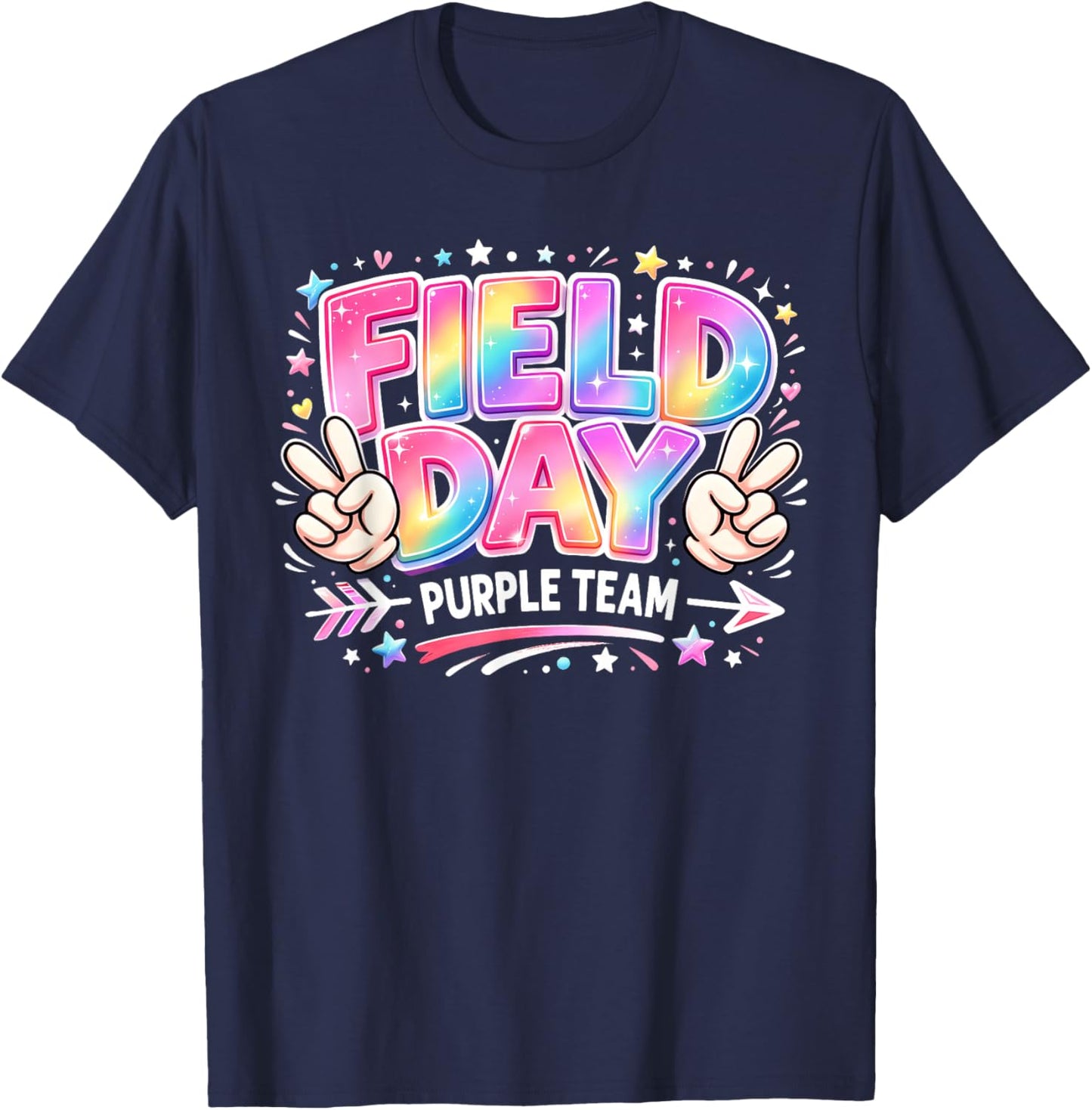Field Day Purple Team Peace Hand Pastel Men Women Kid T-Shirt - T-Shirt | Navy